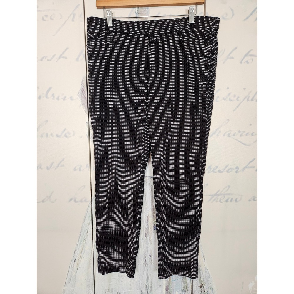 Banana Republic Sloan Pants 10 Black X Dot Skinny Ankle Mid Rise Career Trousers